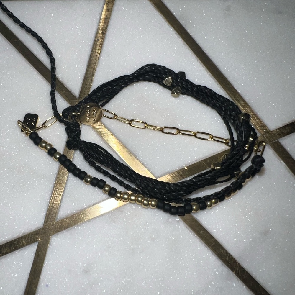 Pura Vida Black and Gold Bracelet Set